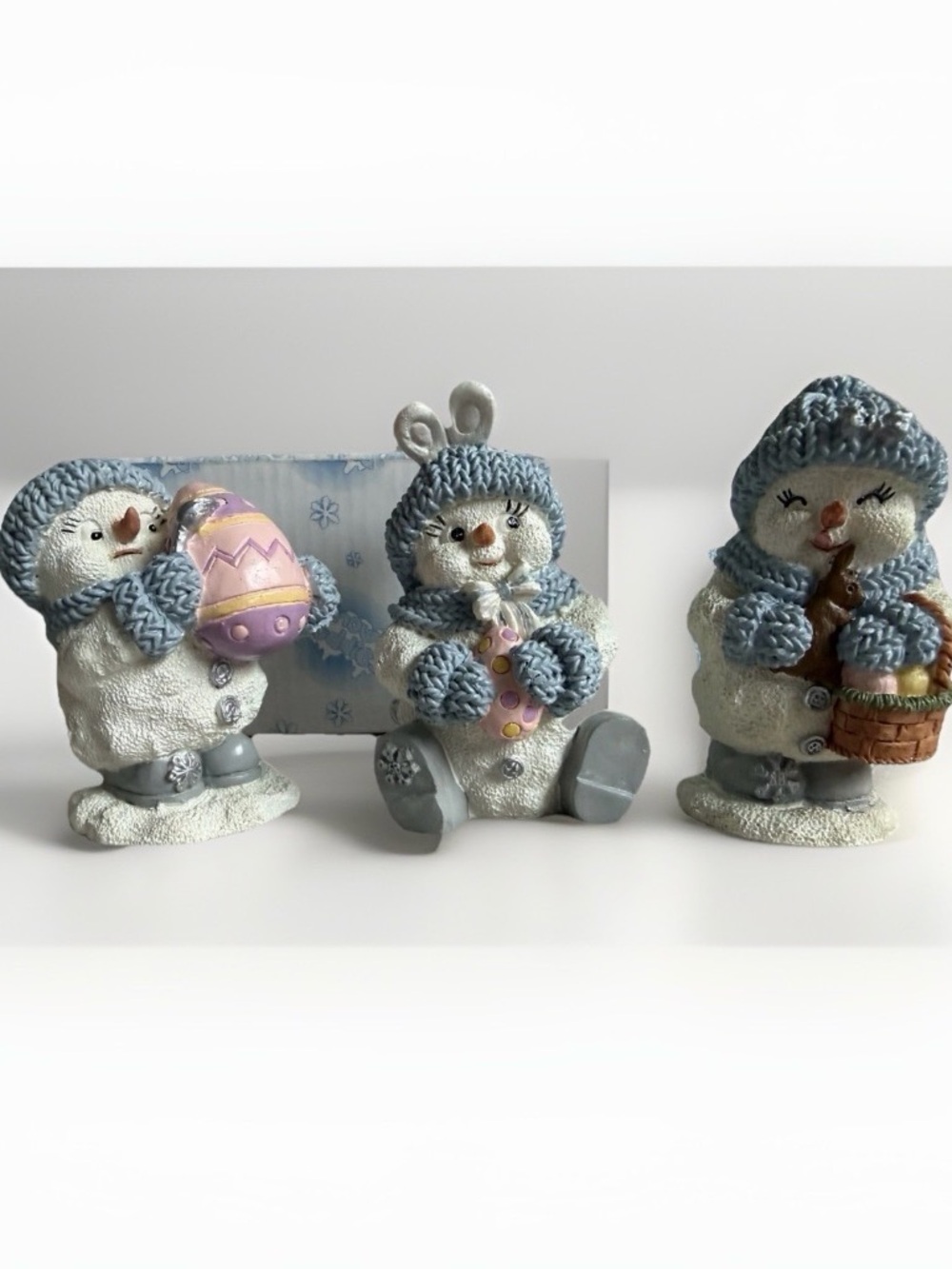 Vintage Snow Buddies Easter Figurine Set Encore Group Boxed 2001 Shelf Sitters
